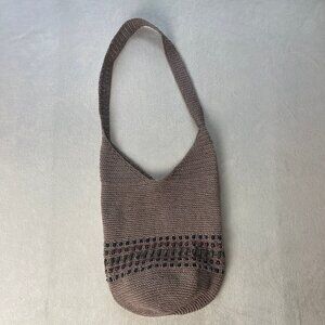 Crochet and Wooden Bead Shoulder Bag EUC